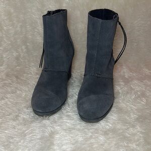 Toms Gray Ankle Booties with Wedge Heel